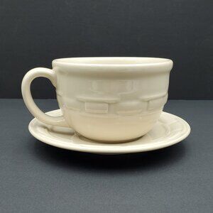 Longaberger Woven Traditions Ivory Cappuccino Cup & Saucer Round Soup Coffee Mug